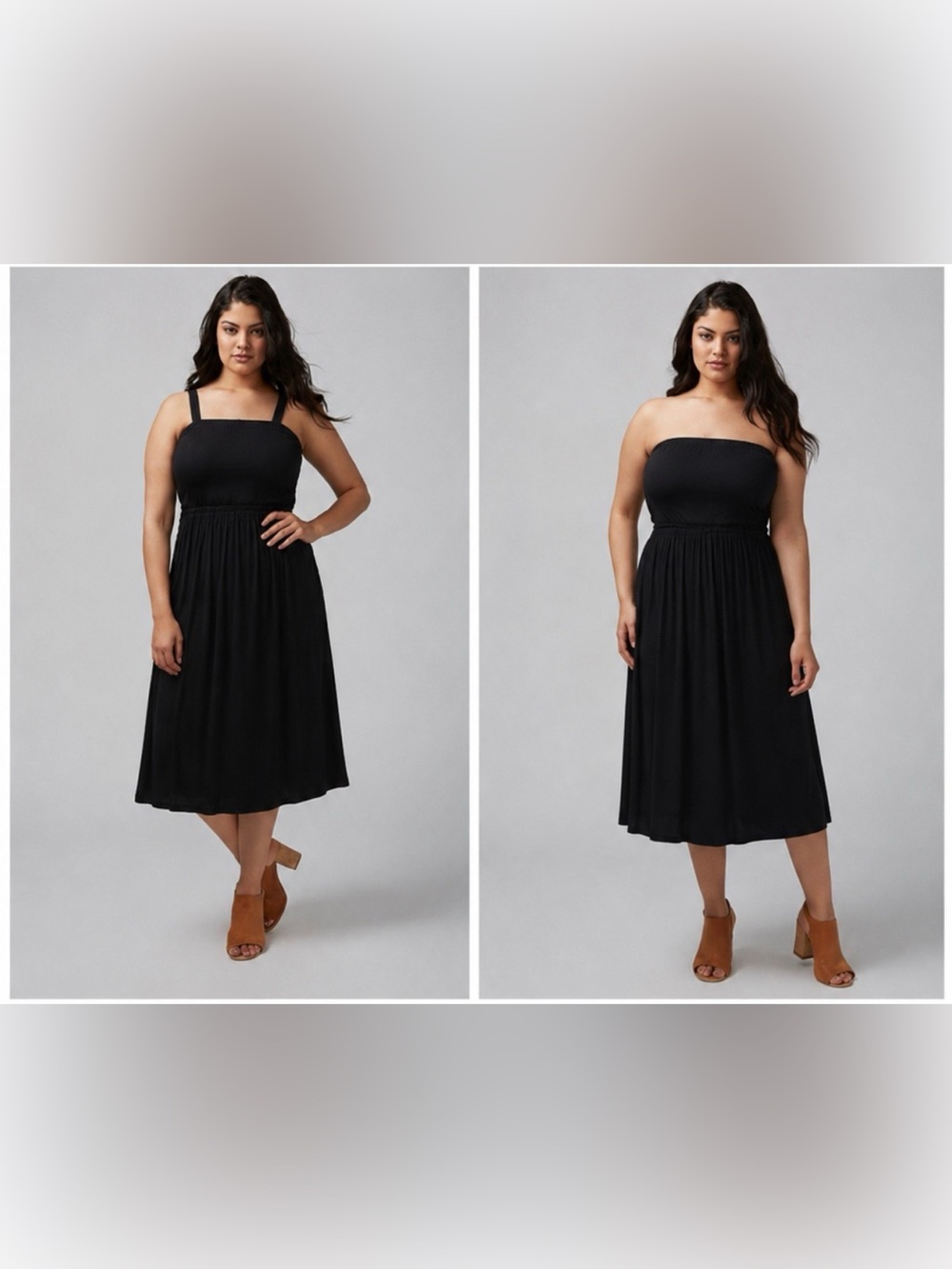 NWT Lane Bryant Black Convertible Strapless Midi Dress Plus Size 14/16 1X